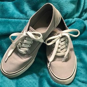 Gray canvas lace up sneakers